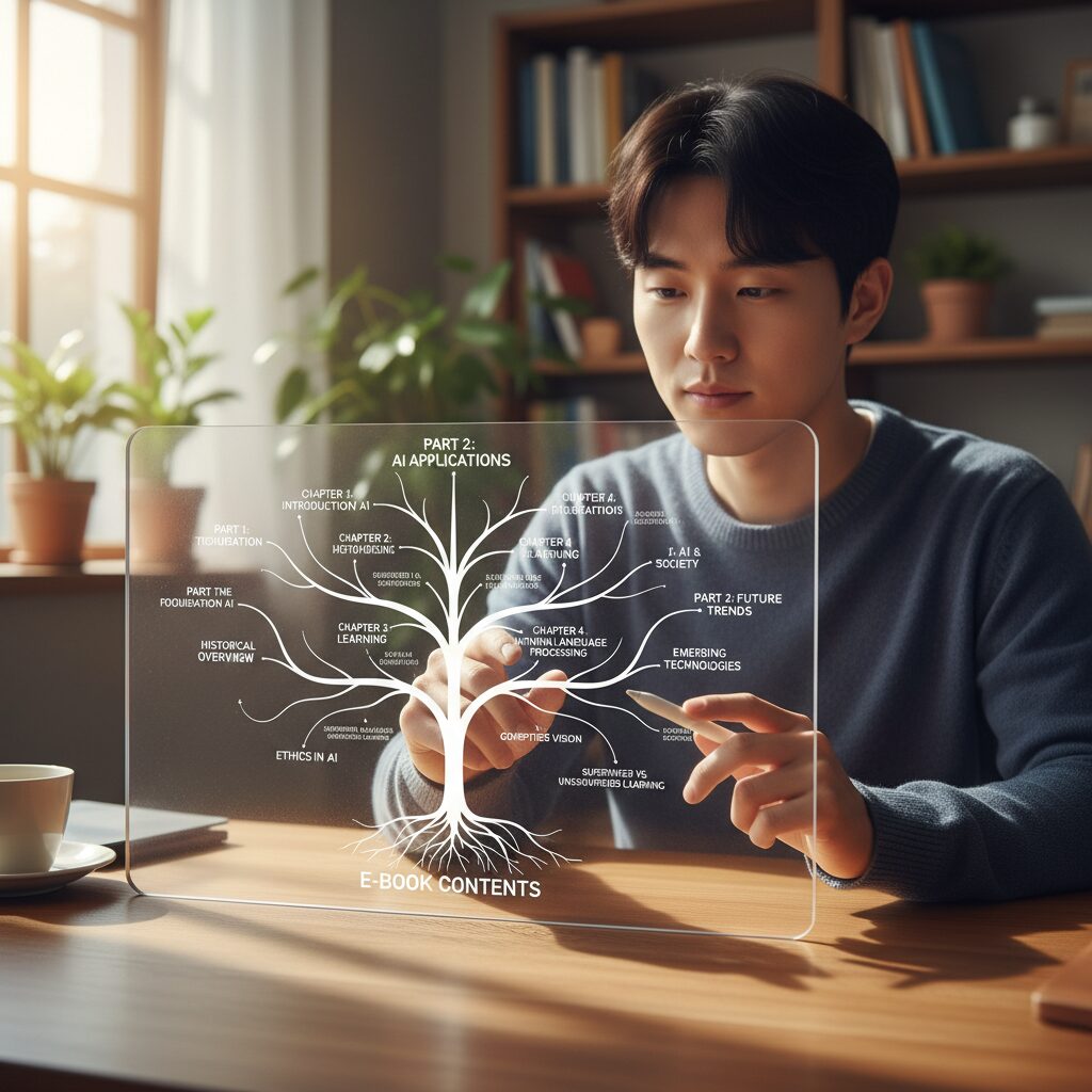 전자책 목차를 트리 구조로 구체화하여 정리한 다이어그램