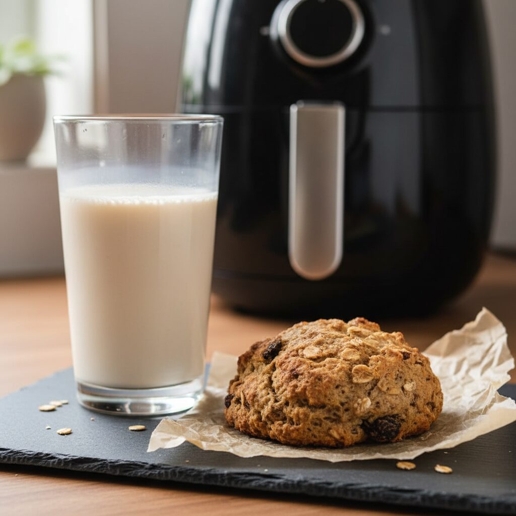 에어프라이어로 데운 베노프 오트스콘과 아몬드밀크