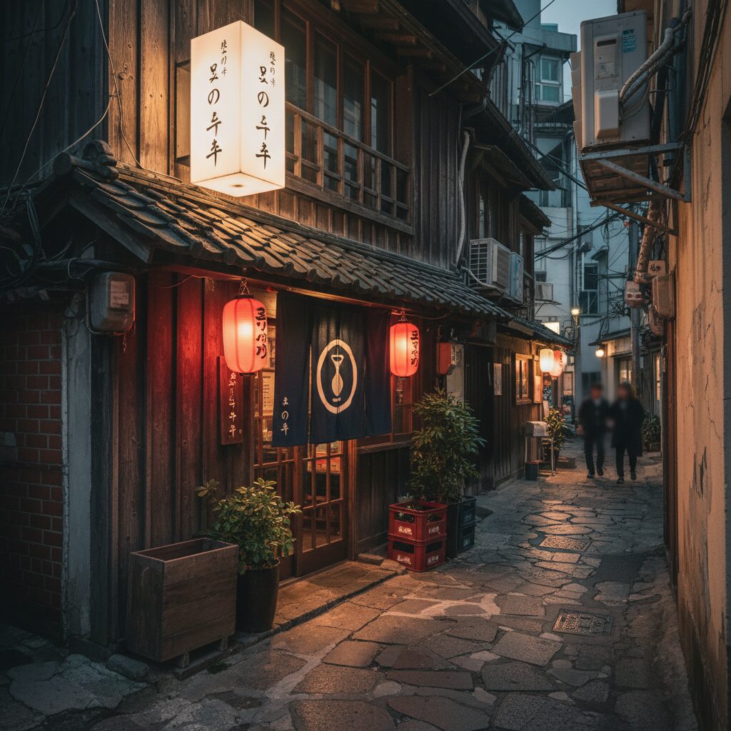 마산 창동 골목에 위치한 이자카야 요유우의 외관과 간판