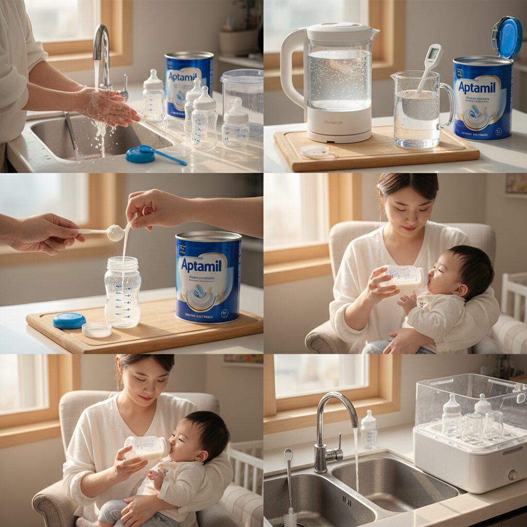 압타밀 분유 올바르게 타는 방법 단계별 사진