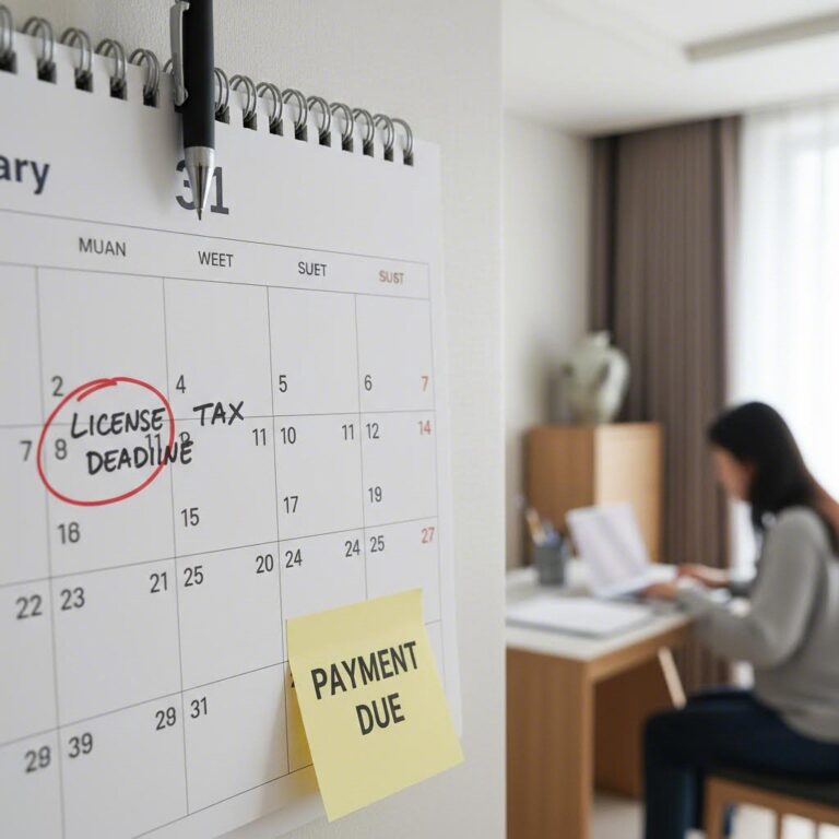 달력에 등록면허세 납부기한 1월 31일을 표시한 리마인더