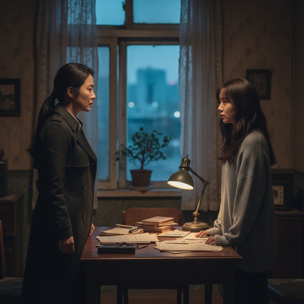 자백의 대가 드라마 속 전도연과 김고은의 대치 장면