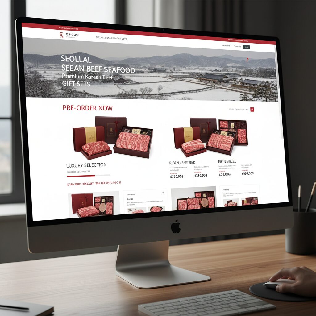 설 명절 한우 선물세트 사전예약 홈페이지 화면