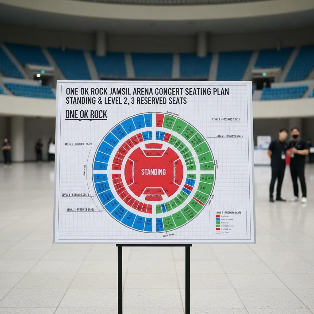 원오크록 잠실실내체육관 콘서트 좌석 배치도 스탠딩과 2층 3층 지정석 표시