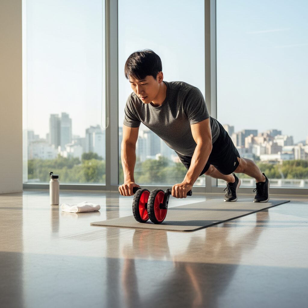 퍼펙트슬라이드 프로로 복근 운동하는 모습