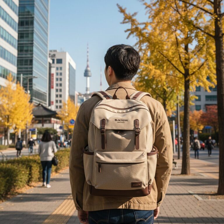 블랙야크 아카디아 책가방 베이지색 실물 사진