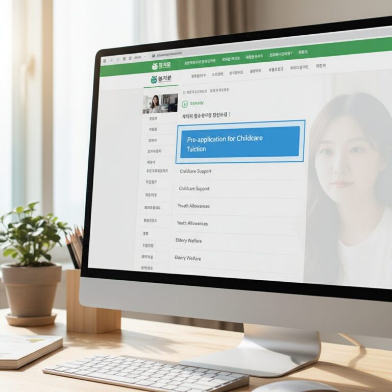 복지로 홈페이지 화면에서 유아학비 사전신청 메뉴가 표시된 스크린샷