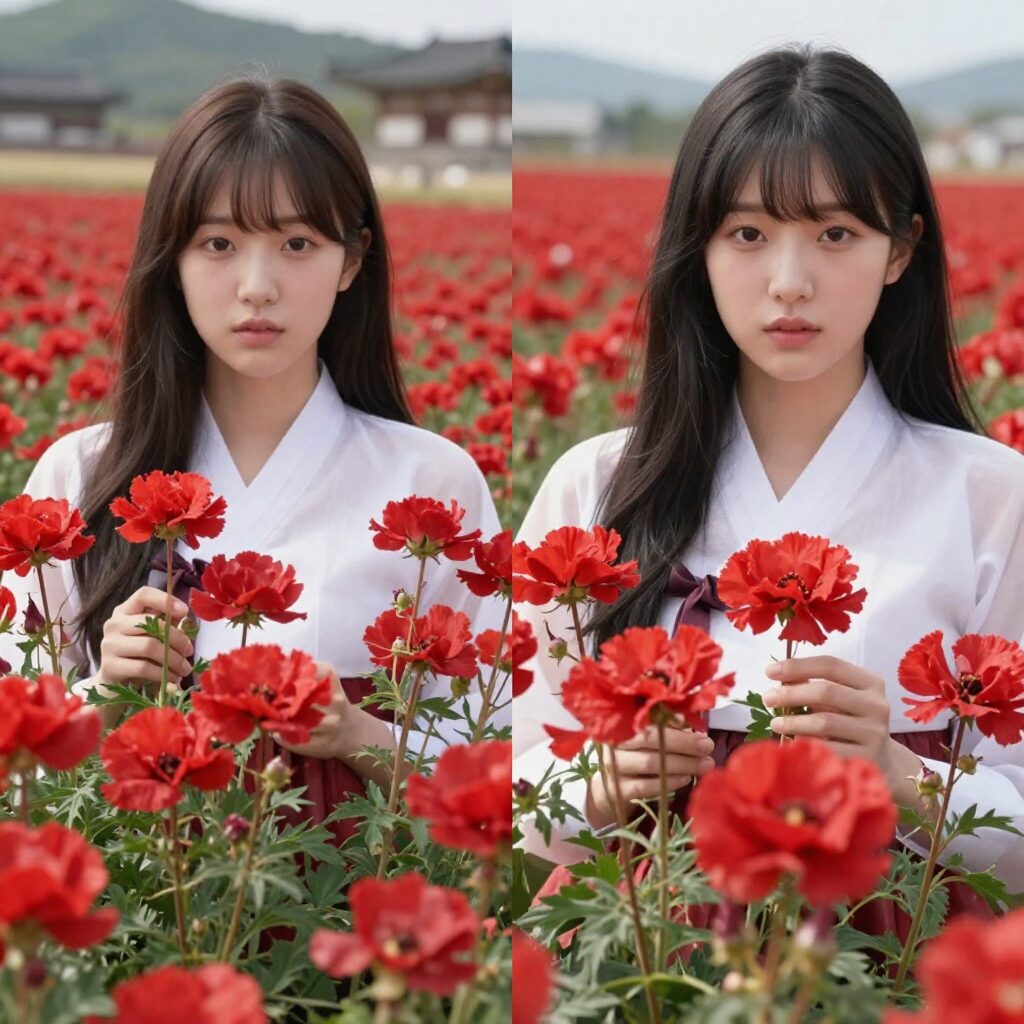 천혜향과 레드향의 단면 비교 사진