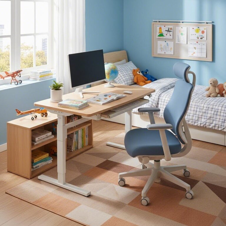 데스커 모션데스크 책상세트로 꾸며진 초등학생 방 인테리어