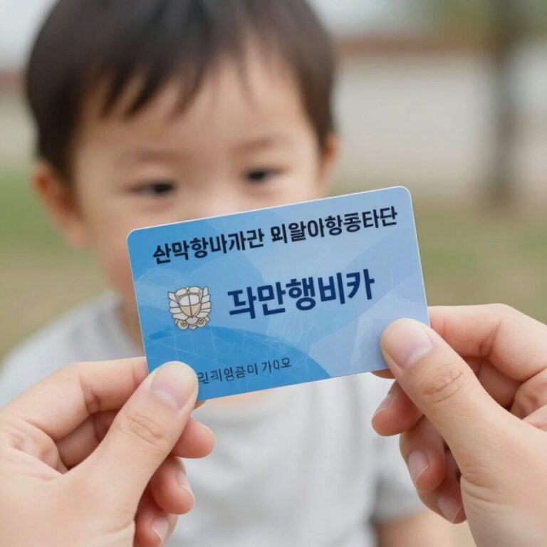 유아학비 인증에 사용하는 국민행복카드를 손에 들고 있는 모습