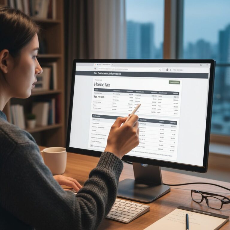 홈택스 연말정산 조회 화면에서 차감징수세액 항목을 확인하는 모습