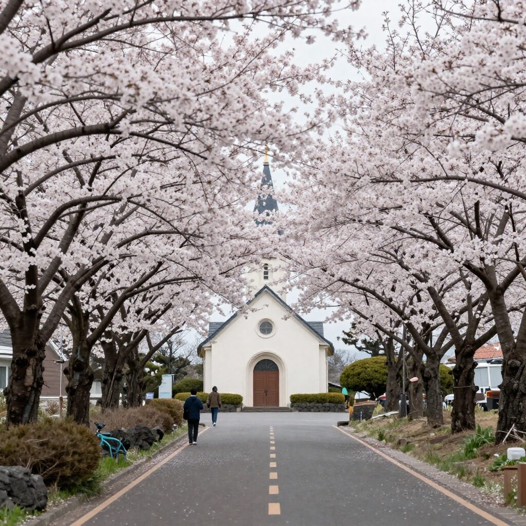 제주도 방주교회 봄 드라이브 풍경과 벚꽃길