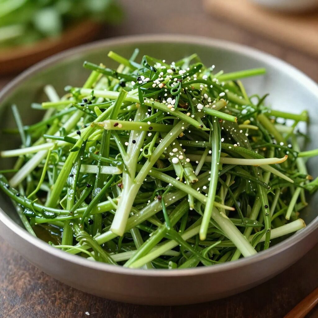 신선한 콜라비와 채썰어 샐러드에 담은 콜라비