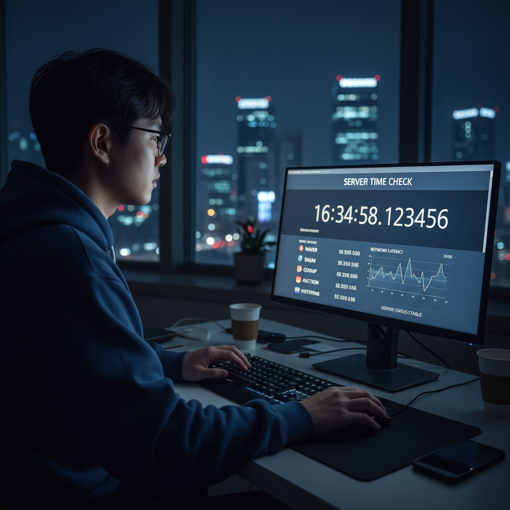 네이비즘 서버시간 확인 화면