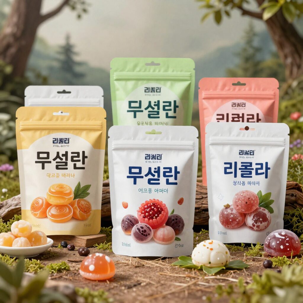 리콜라 무설탕 캔디 종류별 패키지 사진