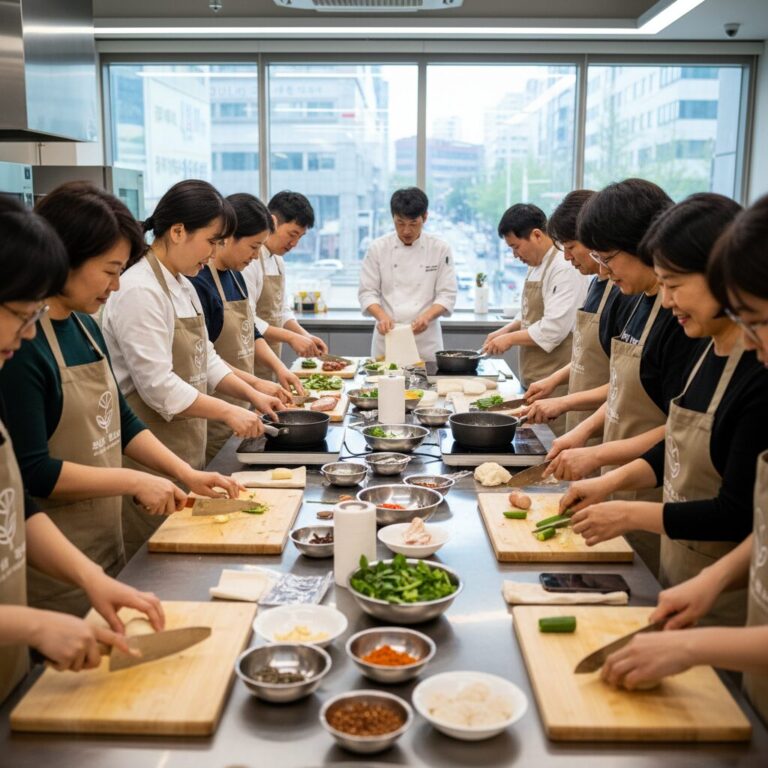 동작구민대학 새내기배움터 오픈클래스 현장에서 참가자들이 요리 체험을 하는 모습