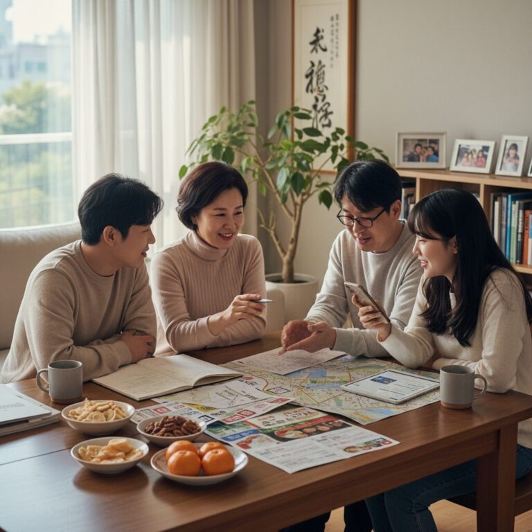 설날 장보기 계획을 세우는 모습