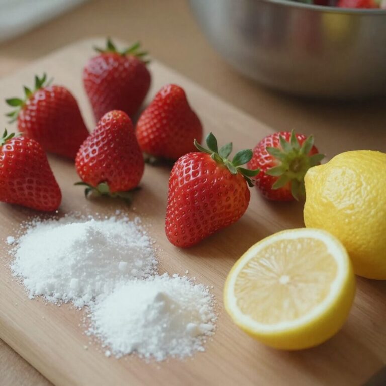 딸기청 만들기 재료 준비 사진 딸기와 설탕 레몬즙