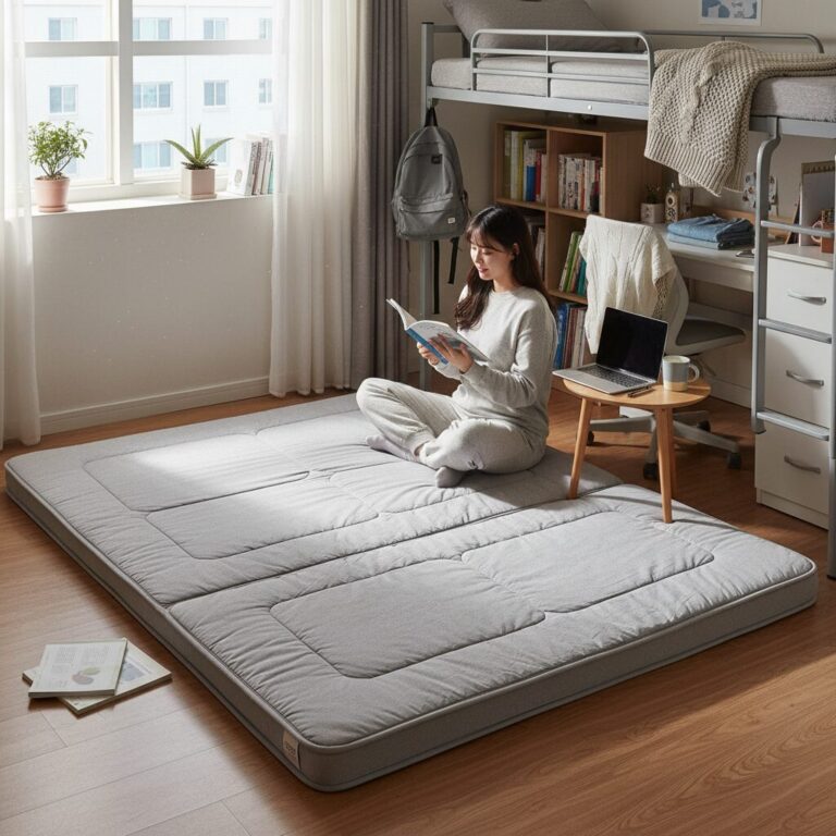 기숙사에서 사용 중인 수니홈 3단 접이식 토퍼 매트리스