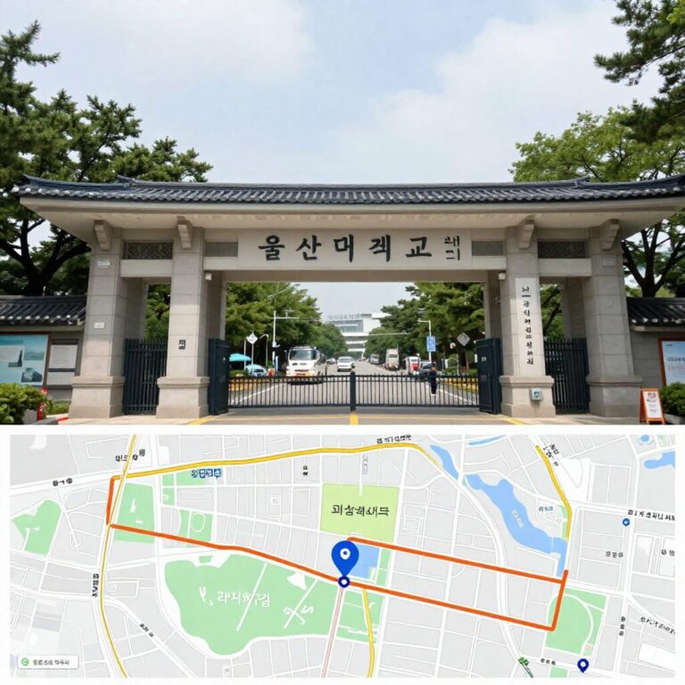 울산대학교 후문과 과학대 후문 지역을 표시한 지도
