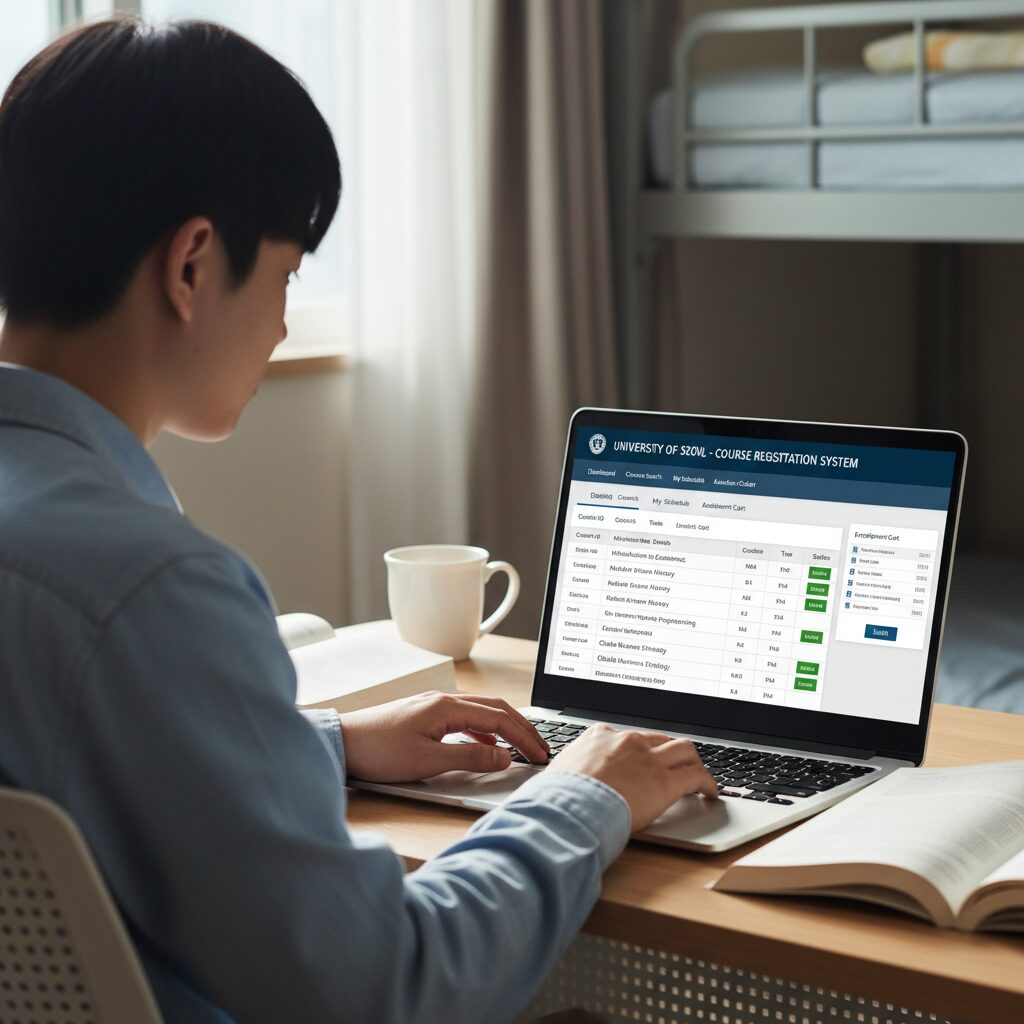 대학 포털 시스템의 수강신청 메인 화면 예시