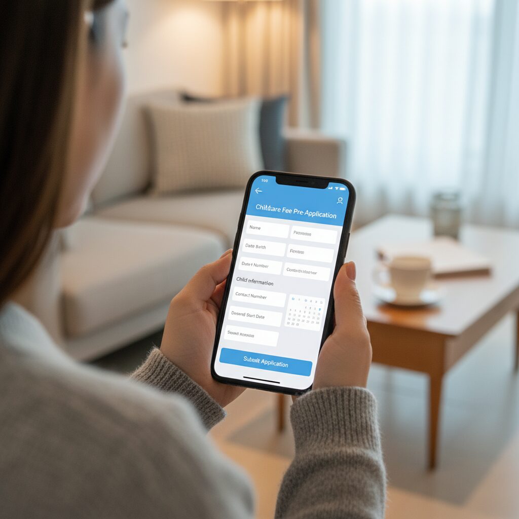 복지로 모바일 앱에서 보육료 사전신청 화면