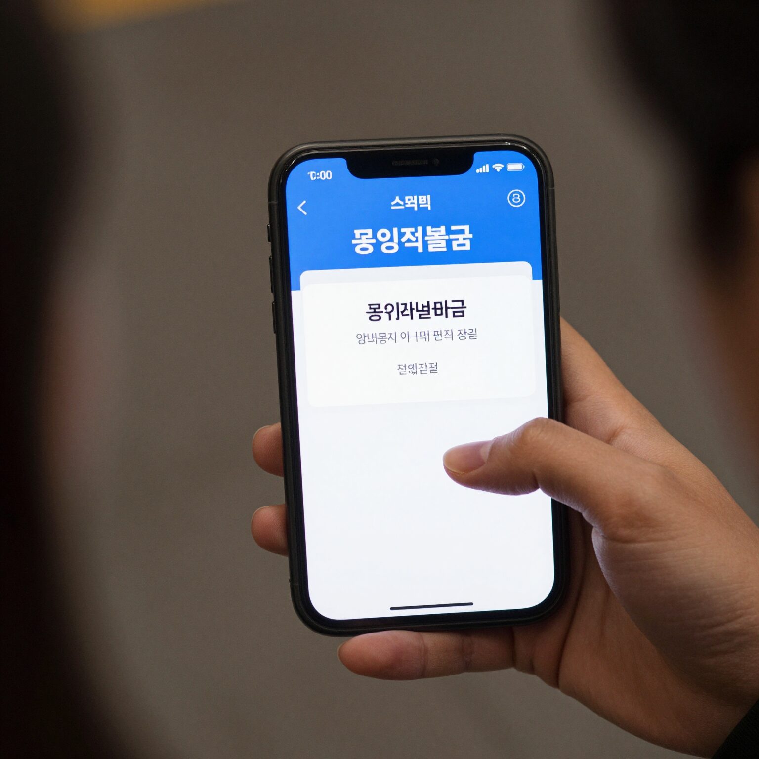 스마트폰으로 공익직불금 비대면 신청 절차를 확인하는 손