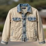 울 소재와 데님 소재의 베이지 자켓 비교 사진