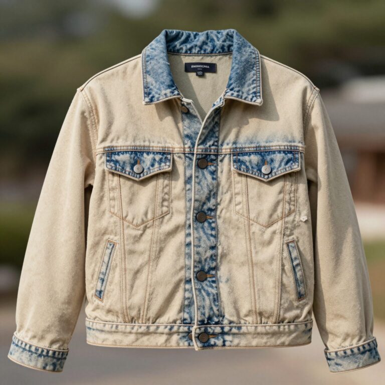 울 소재와 데님 소재의 베이지 자켓 비교 사진