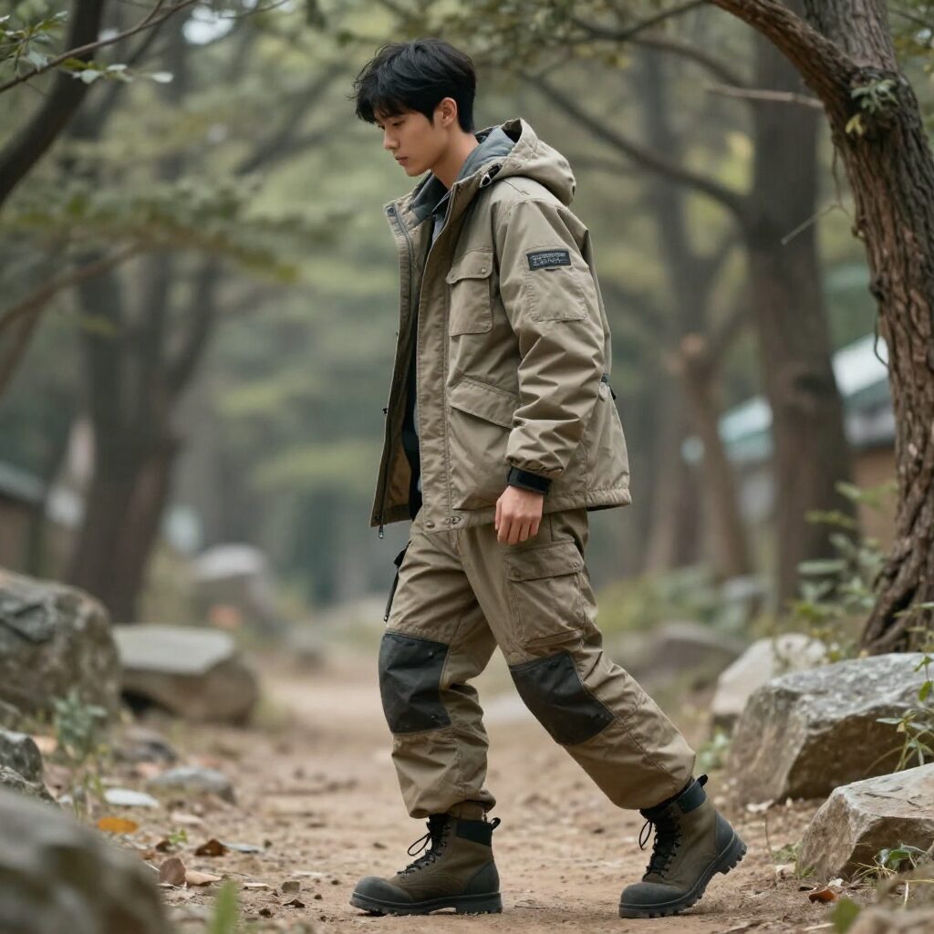 빌리언즈 남성 봄잠바 착용 시 측면 모습