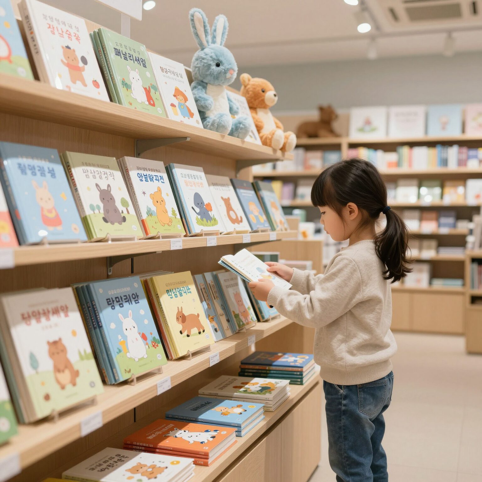 블루래빗 패밀리세일에서 구매한 다양한 유아용 도서와 장난감이 진열된 사진