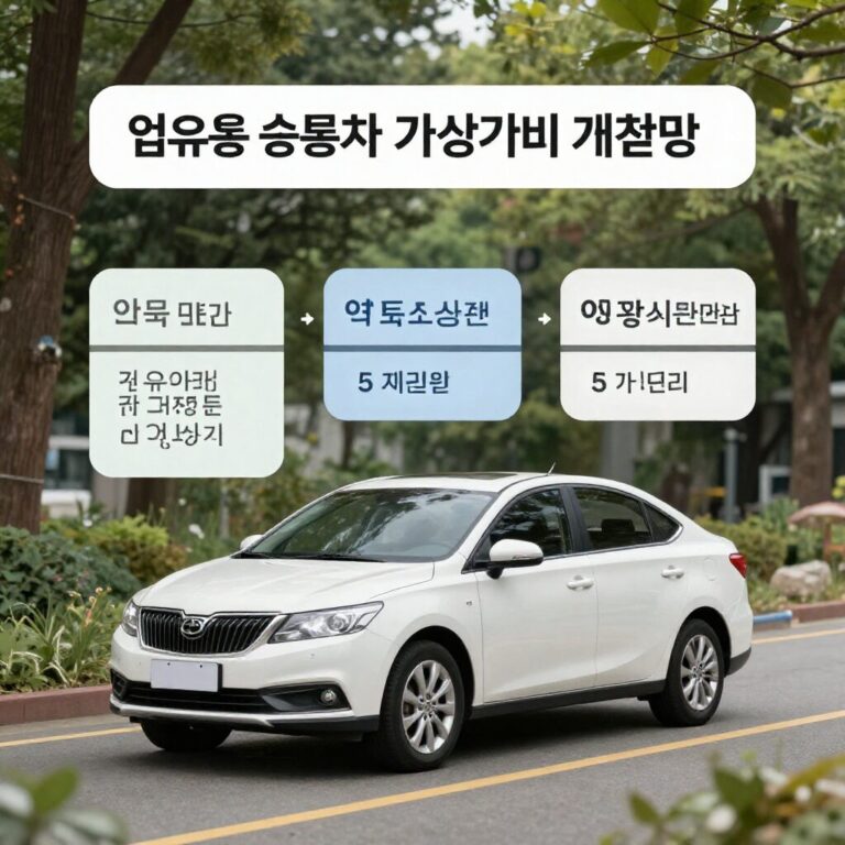 업무용승용차 감가상각비 계산 방법과 한도초과액 개념을 설명하는 다이어그램