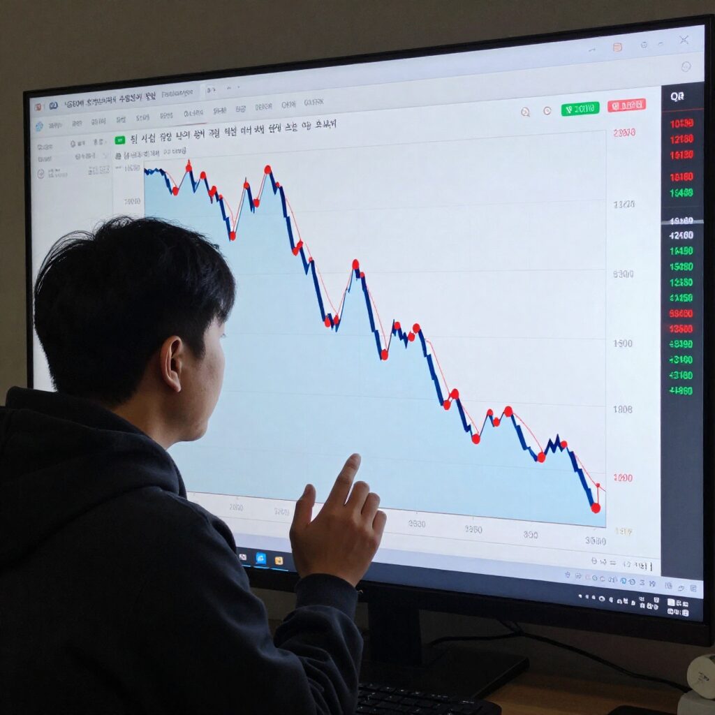 서킷브레이커 발동 후 주식 차트와 급락 그래프