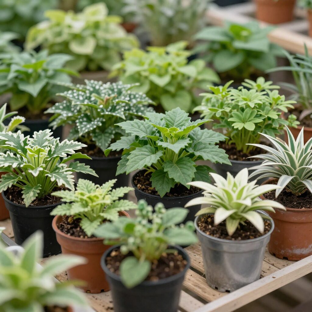 대림원예종묘 야외 매장에 놓여진 다양한 화분과 식물들