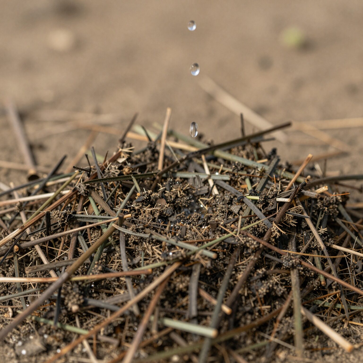 데친 머위나물을 물기 짜는 모습