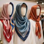 두바이 시장에서 판매되고 있는 다양한 색상의 실크 스카프