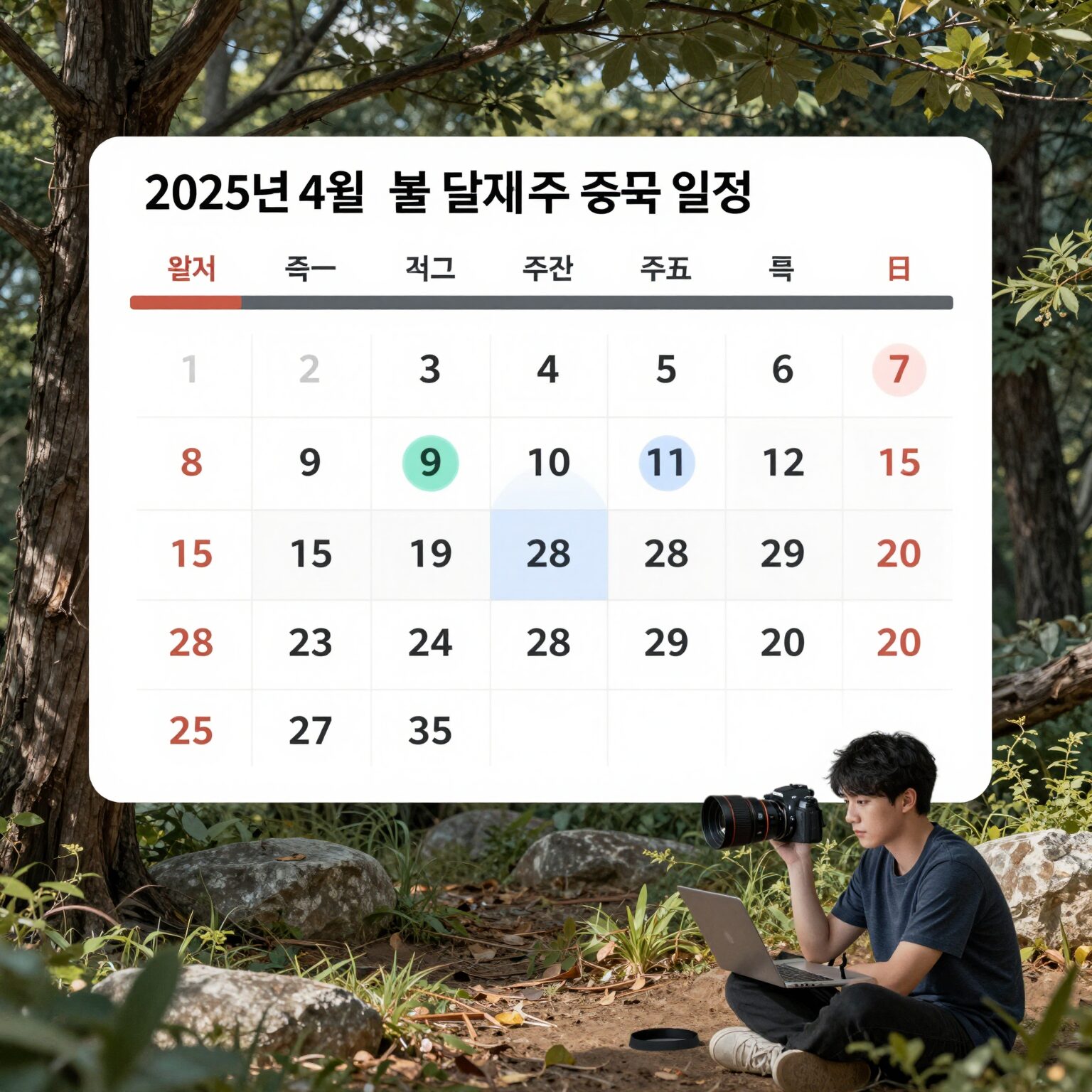 2025년 4월 둘째 주 경제 일정과 주요 지표를 나타낸 달력과 차트 이미지