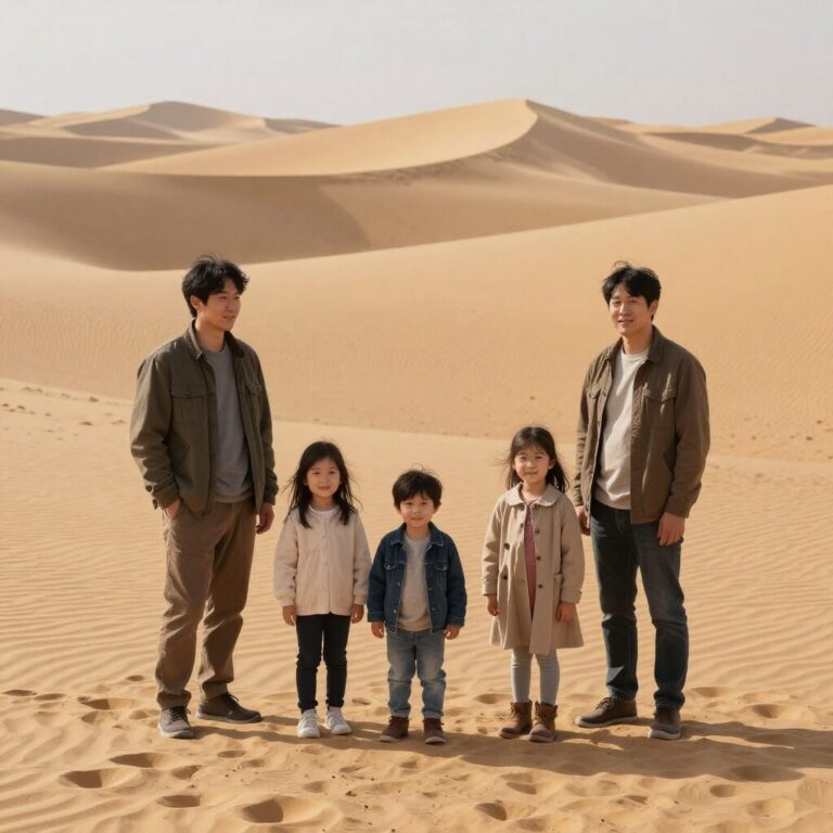 나트랑 판랑 사막에서 가족이 함께 찍은 사진
