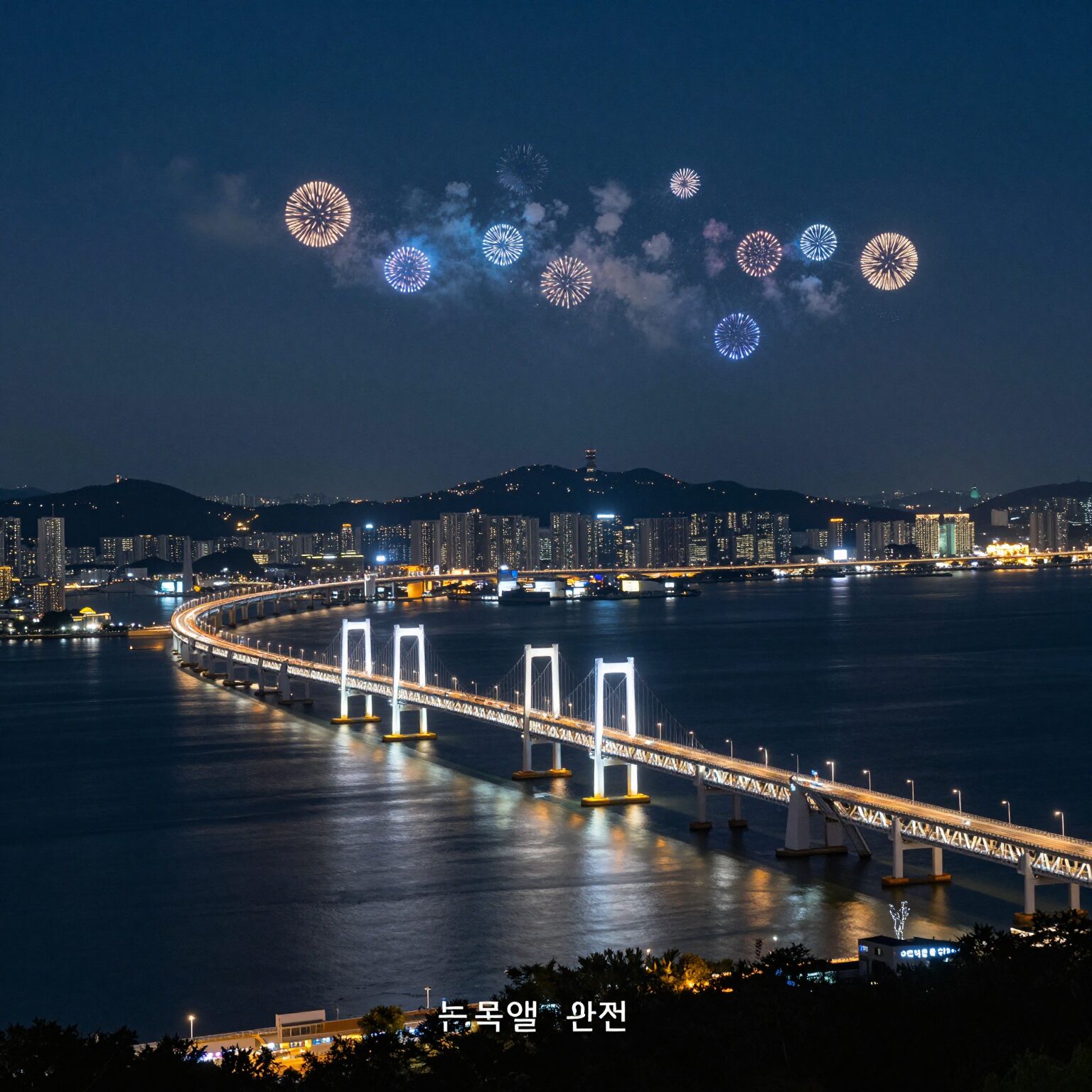 밤하늘을 수놓은 광안리 드론쇼와 광안대교 야경