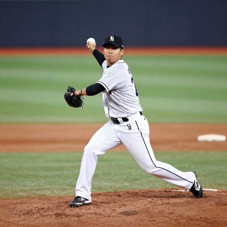 일본 프로야구 팀의 과학적 투구 훈련 장면