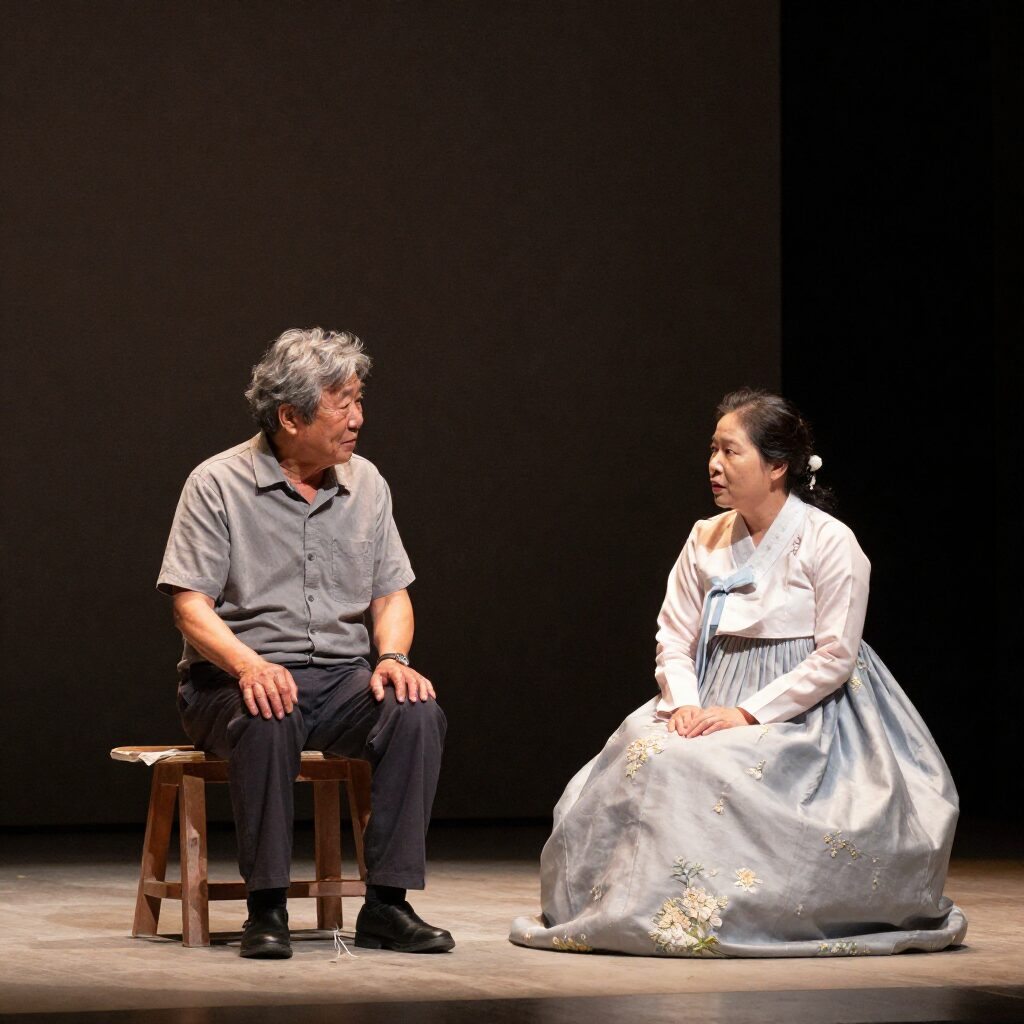 대학로 제이티엔아트홀 무대에서 진행되는 어느 60대 노부부 이야기 공연 장면