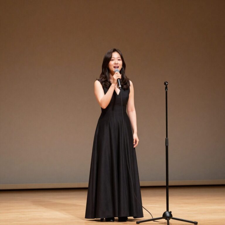 성악가 구본수가 동래구 혁신 어울림센터 개관식에서 노래하는 모습