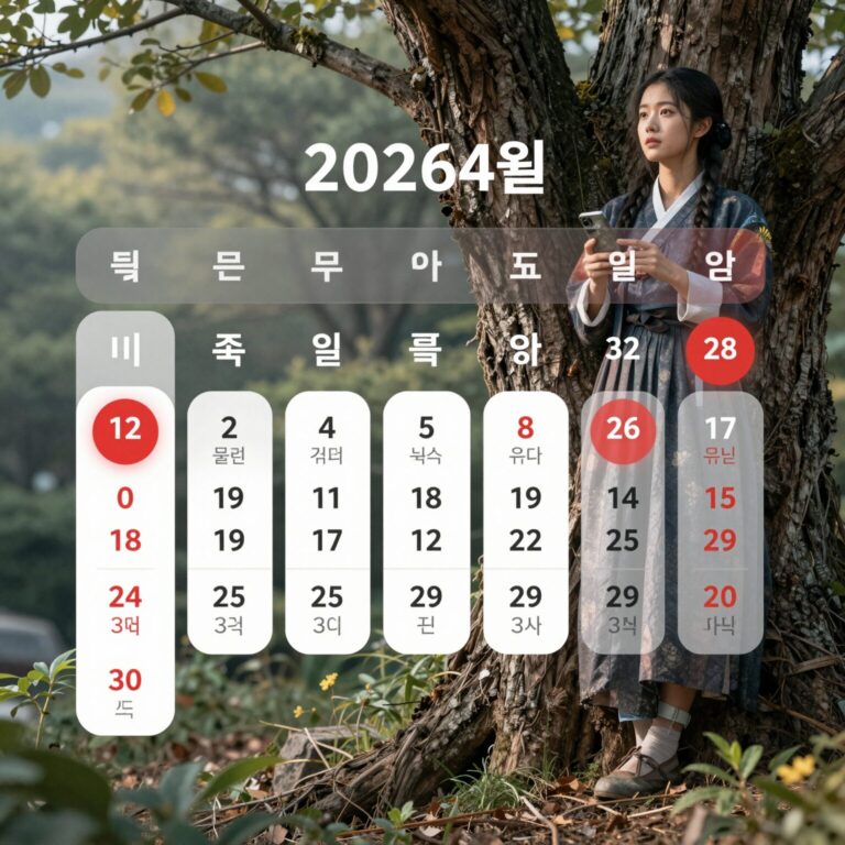 2026년 4월 달력에 롯데마트 주요 휴무일인 12일과 26일이 표시되어 있음