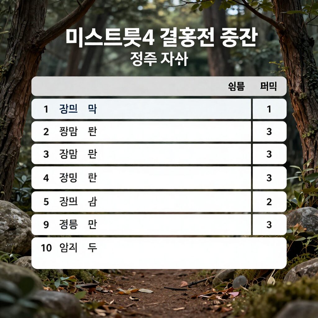 미스트롯4 결승전 중간 점수 표