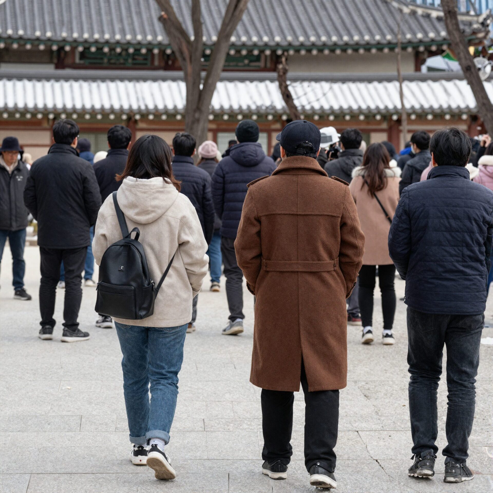 나고야 시내에서 본 사람들의 겨울 옷차림