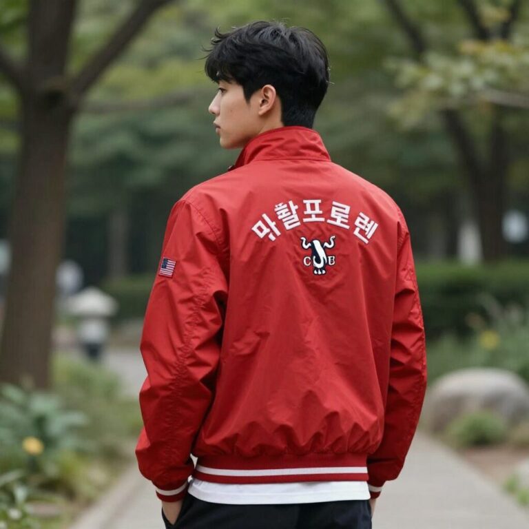 폴로 랄프로렌 레드 코치 자켓 뒷면 자수 디자인