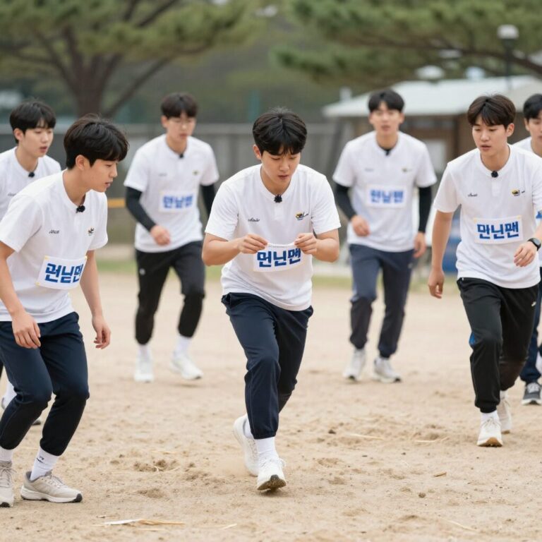 학생들이 런닝맨 게임을 하며 이름표를 뜯는 모습