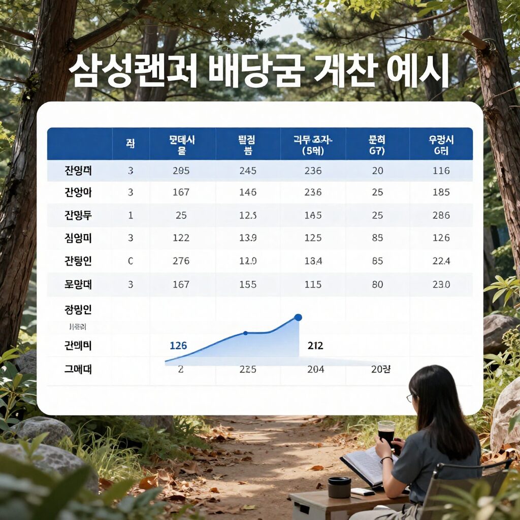 삼성전자 배당금 계산 예시 표와 그래프