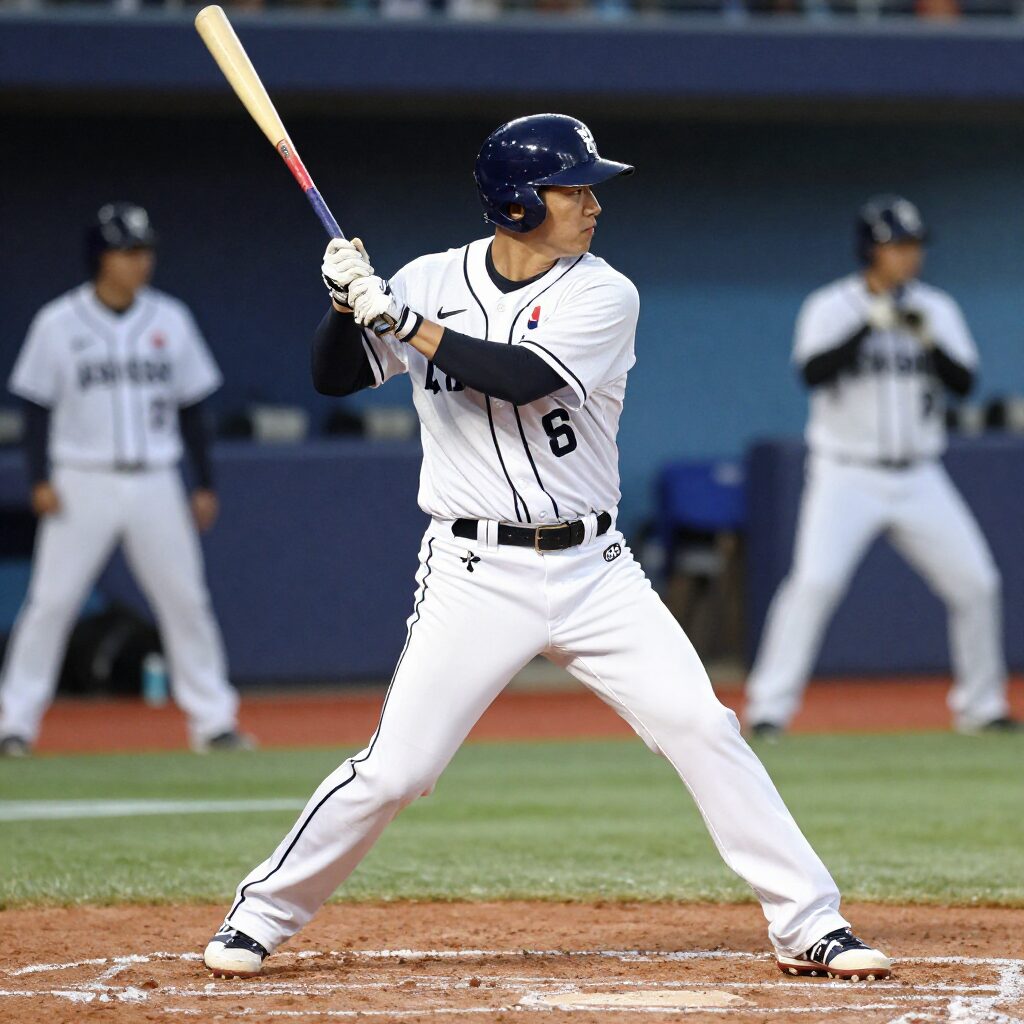 세이 위트컴이 WBC 한국 대표팀 유니폼을 입고 홈런을 친 후 베이스를 돌고 있는 모습