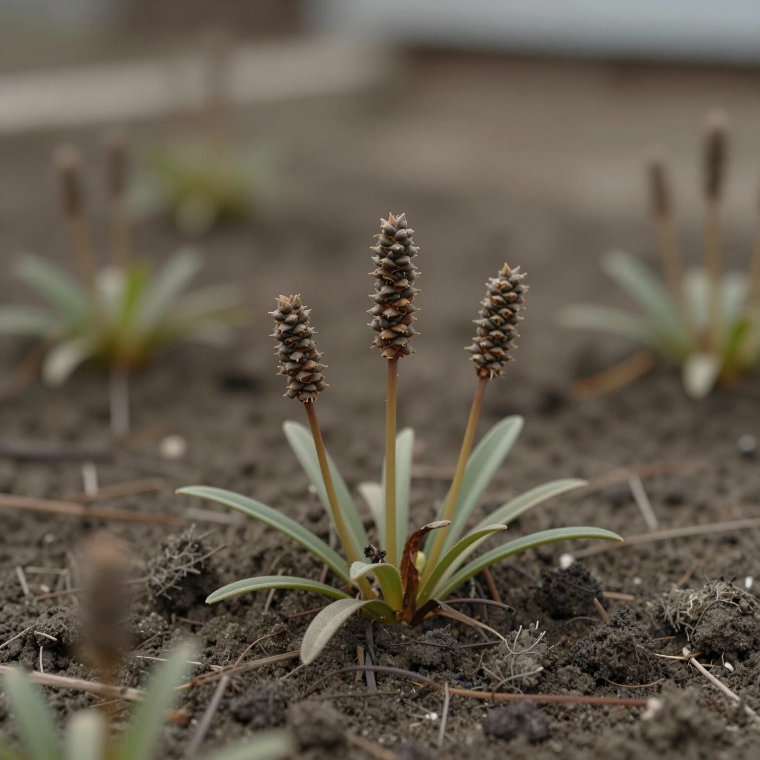 마당에 심어진 방풍나물 모종의 모습